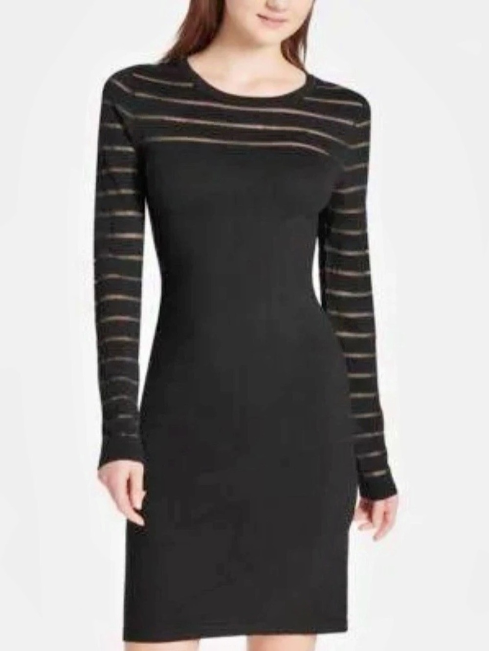 Tommy Hilfiger Illusion-Stripe Sweater Dress Black Size Medium